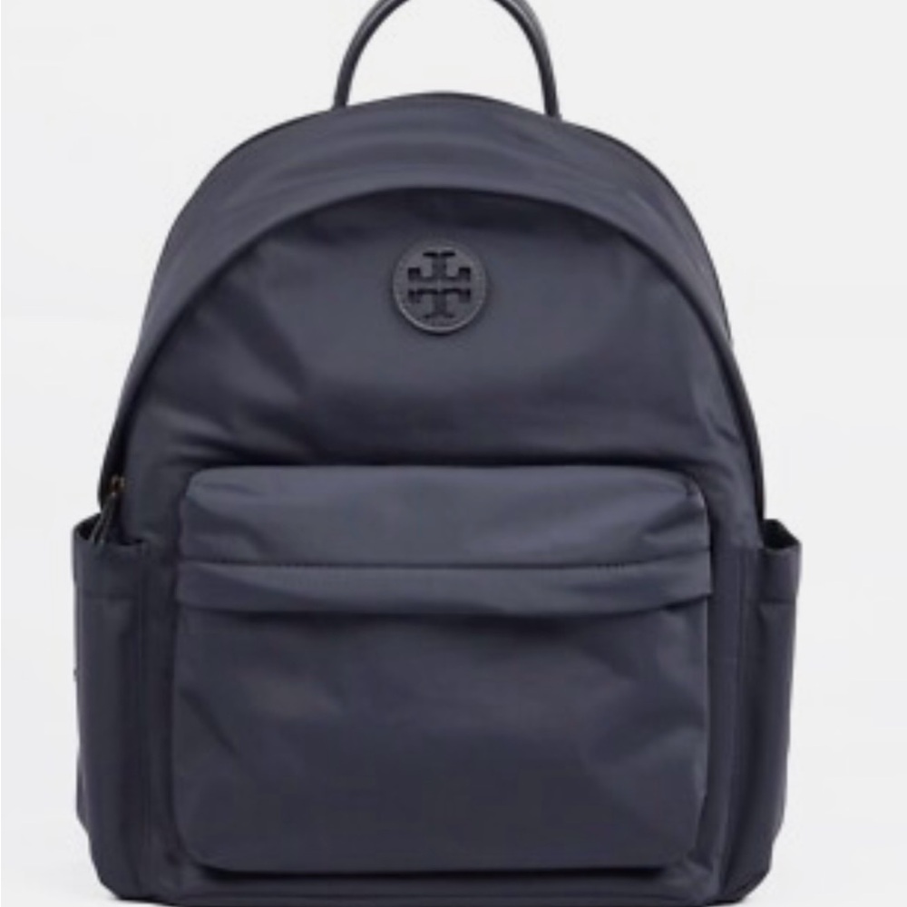 Tory Burch black Logo Backpack in great condition!